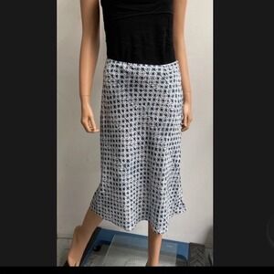 NWT H by Halston Printed Satin Midi ‎ X-LARGE Skirt classic blue white elegant